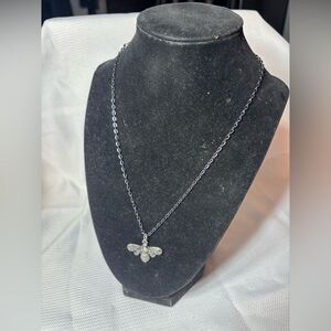 Bumblebee Pendant & 18” Gunmetal Stainless Steel Necklace NWOT